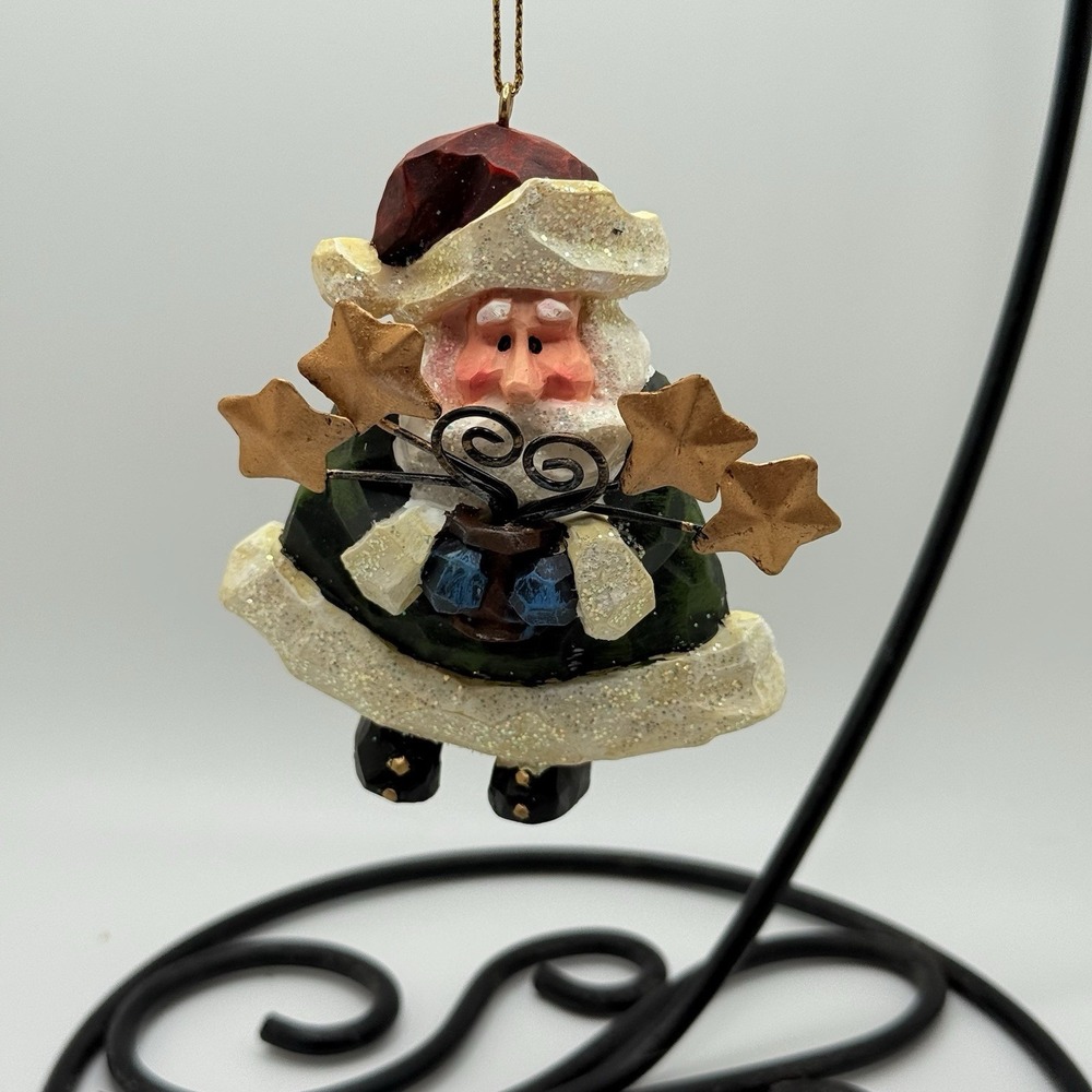 Whimsical‎ Santa Christmas Ornament Glitter Stars With Box Costco